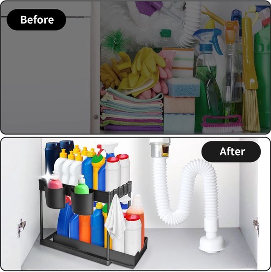 550x552-67.jpg Unyqoos® Uittrekbare Organizer voor Onder de Wastafel met Veelzijdige Opbergmogelijkheden, Zwart