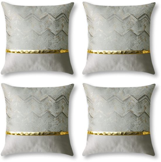 Unyqoos® Set van vier luxe gouden kussenhoezen voor stijlvolle woondecoratie