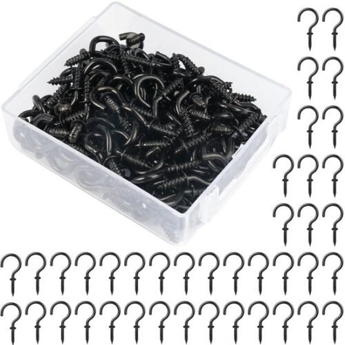 550x552-82.jpg Unyqoos® Set van 120 Roestvrijstalen Zwarte Schroefhaken voor Diverse Ophangmogelijkheden