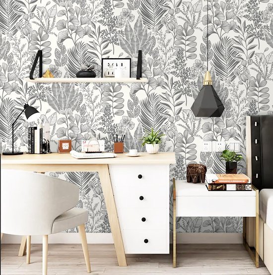 550x553-28.jpg Unyqoos® Zelfklevend vinyl behang met bladerenpatroon voor interieurdecoratie