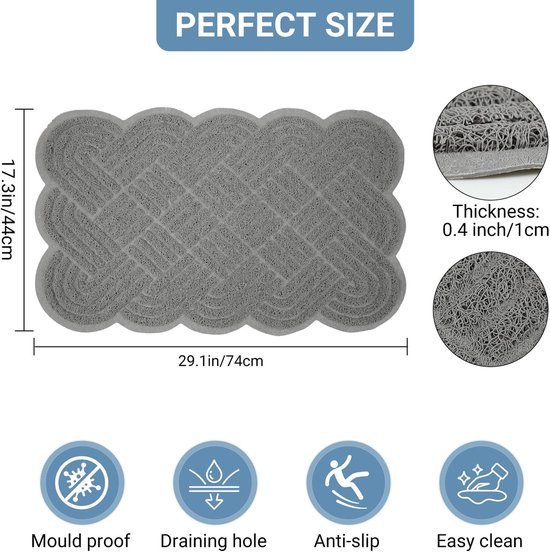 Unyqoos® Grijze antislip badmat met masserende 3D-textuur en afwateringsgaten