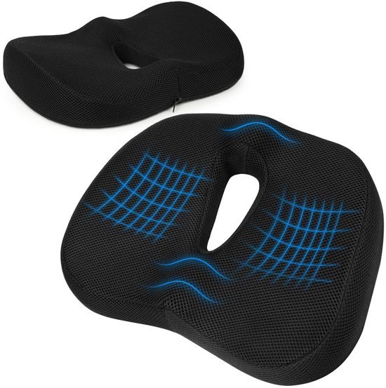 Unyqoos ® Comfortabel Ergonomisch Zitkussen van Hoogwaardig Traagschuim voor Diverse Zitplaatsen en Rugondersteuning