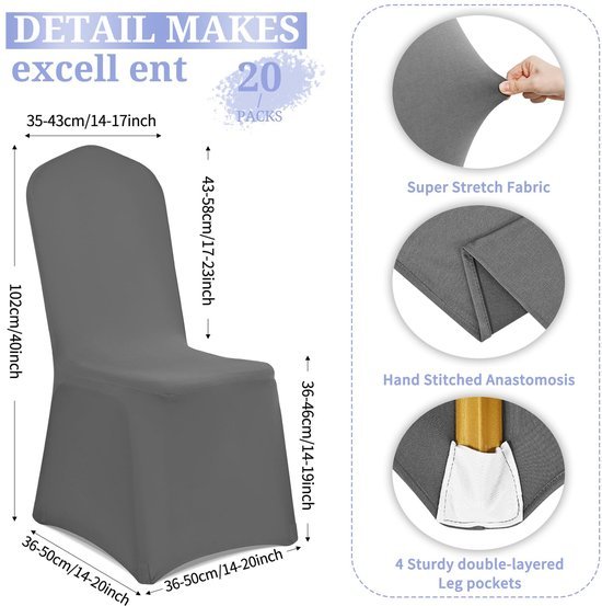 550x553-42.jpg Unyqoos® Set van 20 elastische donkergrijze stoelhoezen voor feesten en evenementen