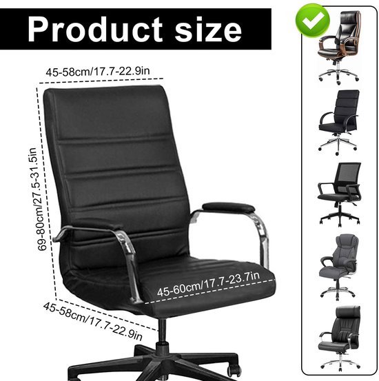 Unyqoos® Elastische bureaustoelhoes met fluwelen afwerking en armleuningbescherming
