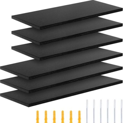 550x553-46.jpg Unyqoos® Set van 6 zwarte houten zwevende wandplanken voor diverse ruimtes