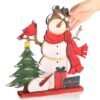 Unyqoos® Houten Sneeuwpop Decoratie met Vogel voor Kerstmis als Cadeau en Sfeermaker