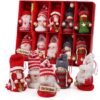 Unyqoos® 10-delige set van handgemaakte houten kerstkabouters voor feestelijke decoratie