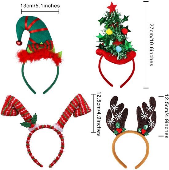 550x553-61.jpg Unyqoos® Set van 9 feestelijke kersthaarbanden voor creatieve en vrolijke kerstsfeer