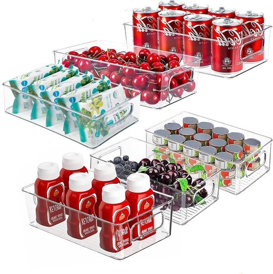 Unyqoos® Transparante en stapelbare opbergset voor keuken en koelkast in 3 maten