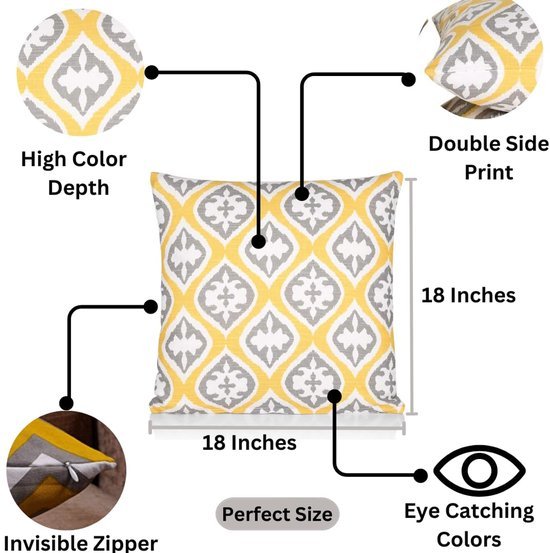 Unyqoos ® Set van 4 Luxe Decoratieve Kussenslopen van Katoen voor Stijlvolle Woonkamer en Slaapkamer