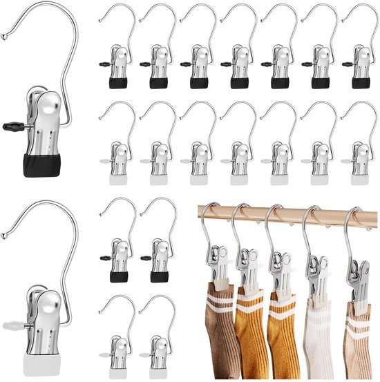 Unyqoos® Roestvrijstalen kleding- en handdoekclips voor veelzijdig gebruik thuis en op reis