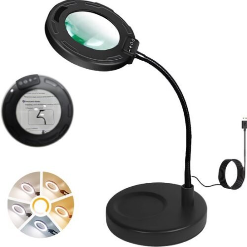 550x554-21.jpg Unyqoos® Verstelbaar vergrootglas met verlichting en flexibele standaard voor diverse toepassingen