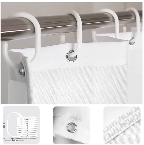 550x554-24.jpg Unyqoos® Schimmelbestendig en Waterdicht Douchegordijn met Antibacteriële Polyester Stof voor Badkamers