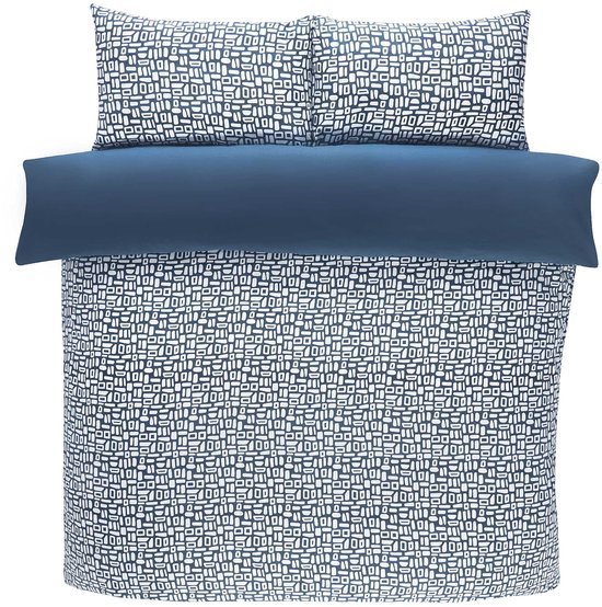 Unyqoos® Blauwe microvezel dekbedovertrekset met abstract geometrisch ontwerp