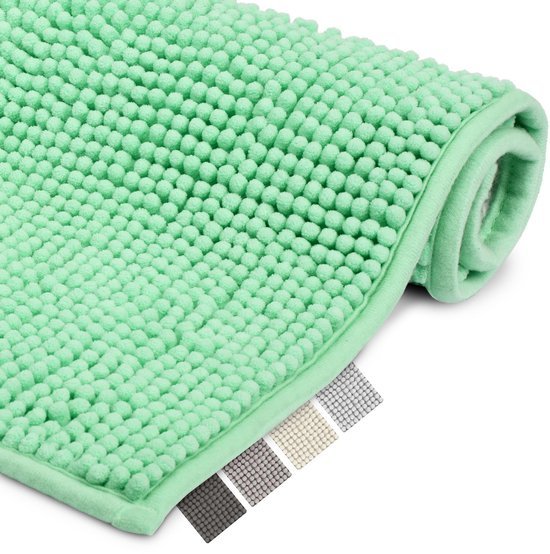 Unyqoos® Zachte Lichtgroene Badmat met Antislip Chenille Ontwerp voor Comfort en Veiligheid in de Badkamer