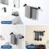 Unyqoos® Dubbele handdoekhouder van roestvrij staal met zwart design voor badkamer