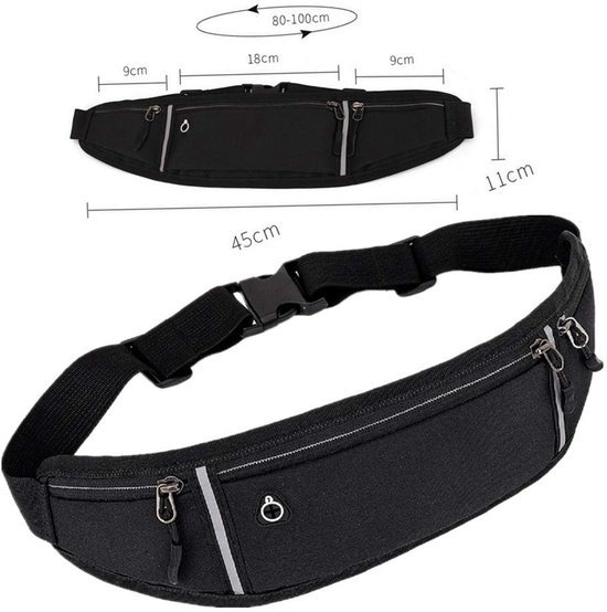 Unyqoos® Praktische sportheuptas met verstelbare riem en reflecterende strepen