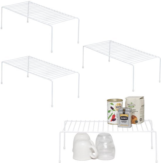 550x554-84.jpg Unyqoos® Set van 4 witte opbergrekken voor optimale keukenkastorganisatie