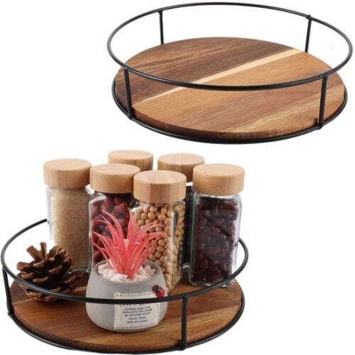Unyqoos ® Stijlvolle Houten Draaiplateau Organizer voor Keuken en Kast met Grootte van 23 cm