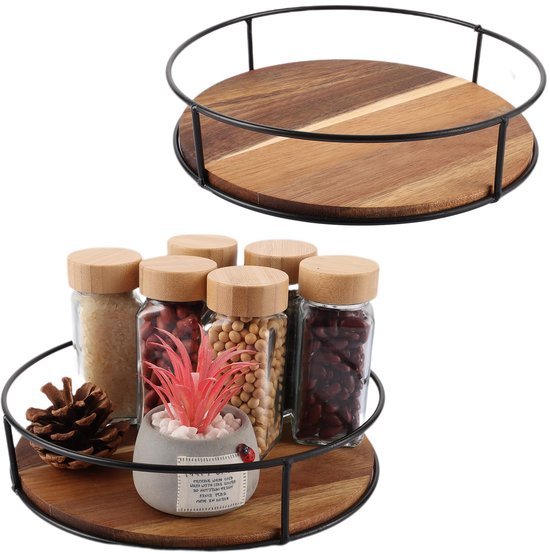 Unyqoos ® Stijlvolle Houten Draaiplateau Organizer voor Keuken en Kast met Grootte van 23 cm