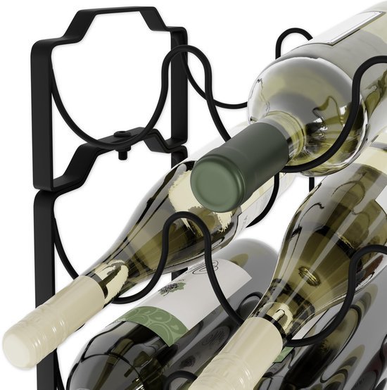 Unyqoos® Stijlvol metalen wijnrek met ruimte voor zestien flessen en compact ontwerp