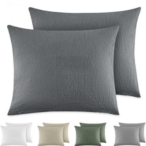 550x554-94.jpg Unyqoos® Set van 2 donkergrijze kussenslopen in linnenlook voor optimaal slaapcomfort