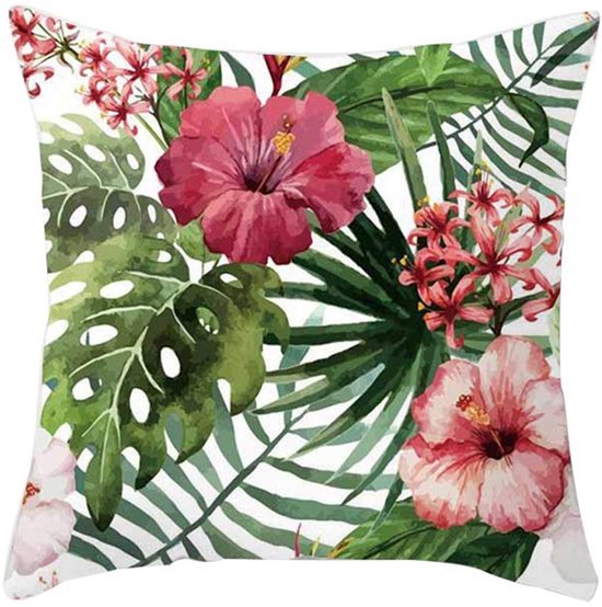 550x554-95.jpg Unyqoos® Set van vier decoratieve kussenovertrekken van katoen en linnen met bladpatroon