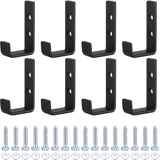 550x554-99.jpg Unyqoos® Set van 8 robuuste J-vormige wandhaken voor veelzijdig gebruik in huis en garage