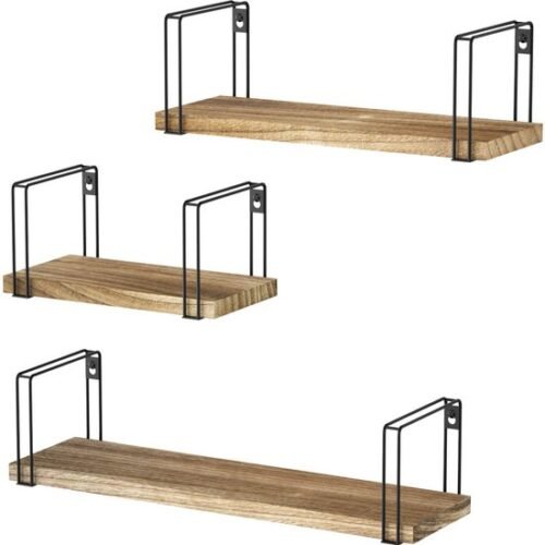 Unyqoos ® Stijlvolle Houten Wandplank Set van 3 voor Diverse Ruimtes in Huis