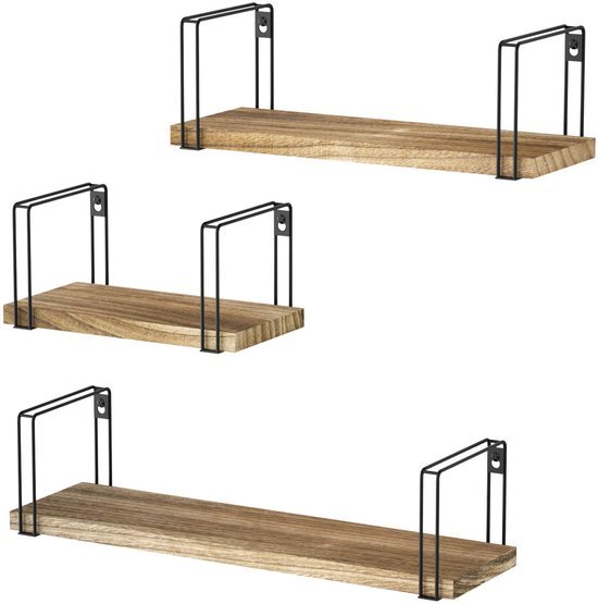 Unyqoos ® Stijlvolle Houten Wandplank Set van 3 voor Diverse Ruimtes in Huis