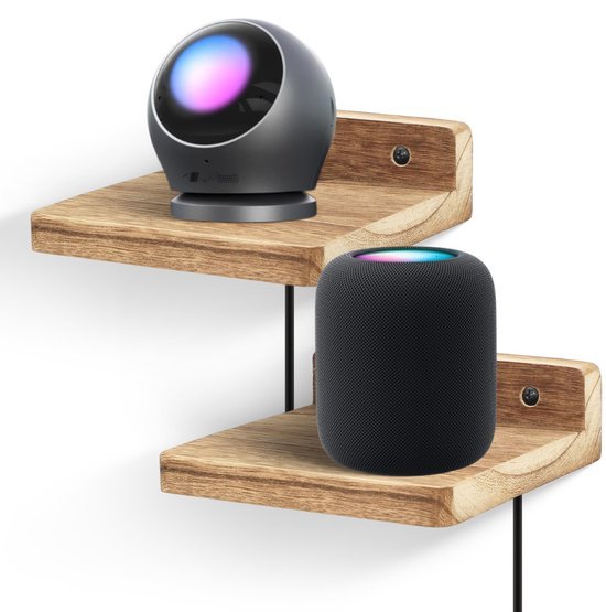 Unyqoos® Set van twee compacte houten wandrekken voor stijlvolle presentatie en opslag