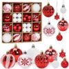 550x555-112.jpg Unyqoos® Set van 44 Rode en Witte Kunststof Kerstballen voor Feestelijke Decoratie