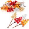 Unyqoos® Set van 20 kleurrijke decoratieve takken met bessen voor creatieve projecten