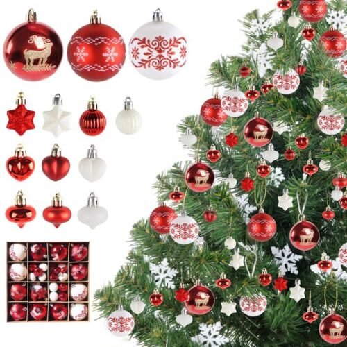 550x555-115.jpg Unyqoos® Set van 52 kunststoffen kerstballen in diverse kleuren voor feestelijke decoratie