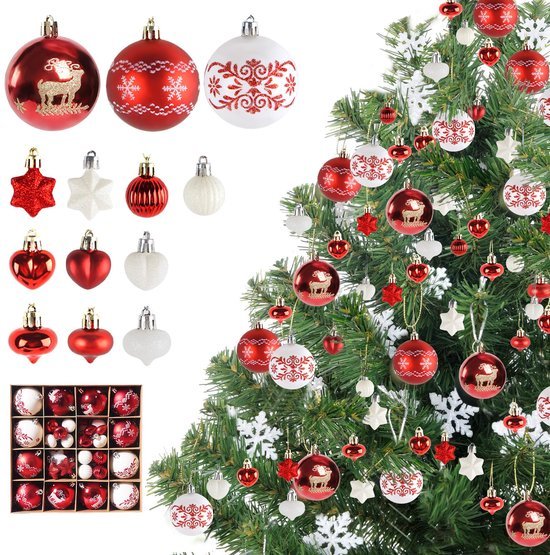 550x555-115.jpg Unyqoos® Set van 52 kunststoffen kerstballen in diverse kleuren voor feestelijke decoratie