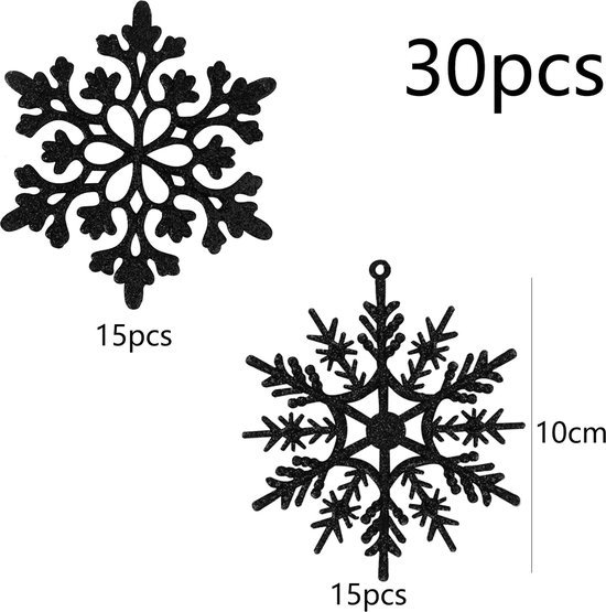 550x555-118.jpg Unyqoos® Set van 30 glinsterende zwarte sneeuwvlokken kerstdecoraties voor feestelijke versiering