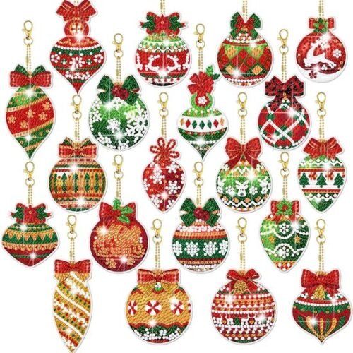 Unyqoos® Creatieve knutselset voor kinderen met 20 kerst diamond painting hangers