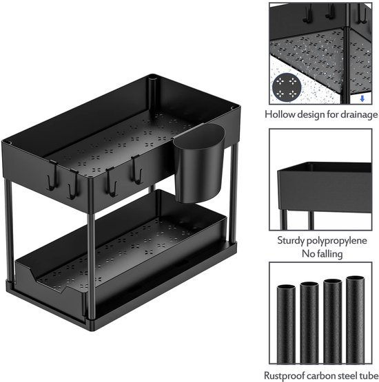 Unyqoos® Multifunctioneel Tweelaags Onderkast Organizer Rek voor Keuken en Badkamer