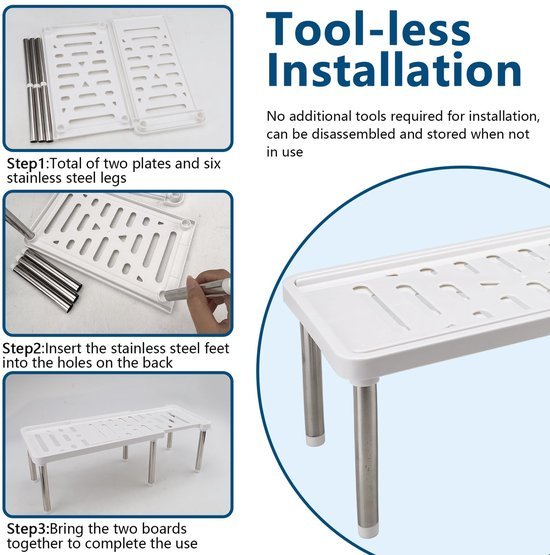 Unyqoos® Verstelbaar en stapelbaar keukenrek voor optimale ruimtebenutting
