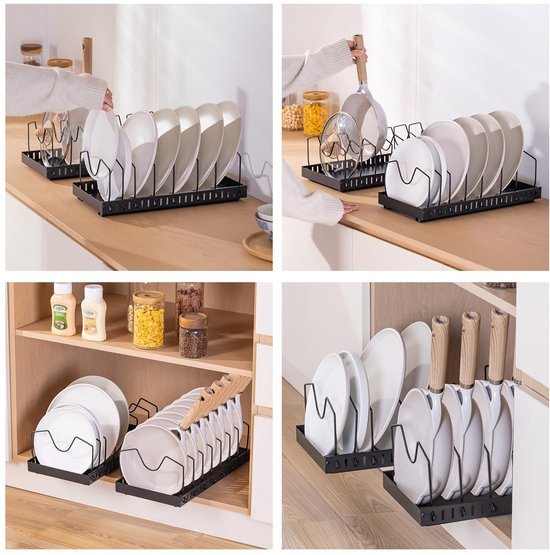 Unyqoos® Uittrekbare Keuken Organizer voor Pannen en Deksels met Verstelbare Vakken