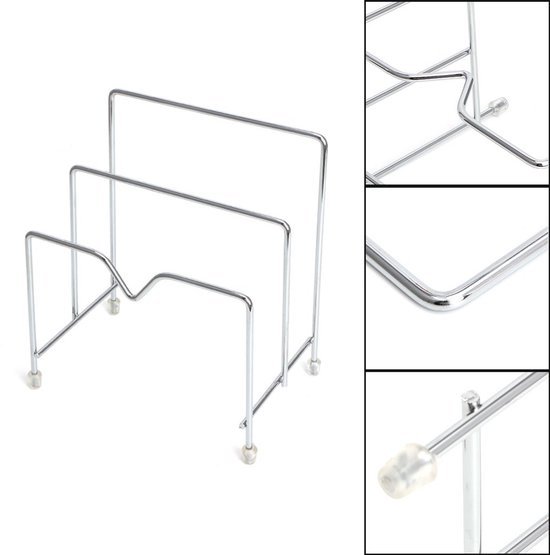 550x555-130.jpg Unyqoos® Ruimtebesparende roestvrijstalen houder voor deksel en snijplank