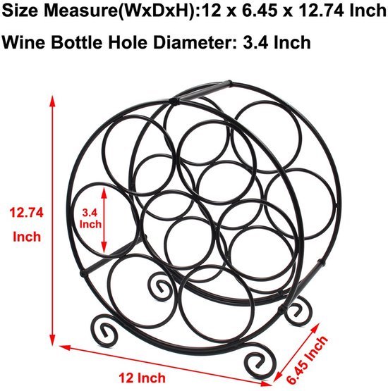 Unyqoos ® Stijlvol Metalen Wijnrek voor Zeven Flessen - Vrijstaand en Ruimtebesparend Ontwerp voor Keuken en Bar