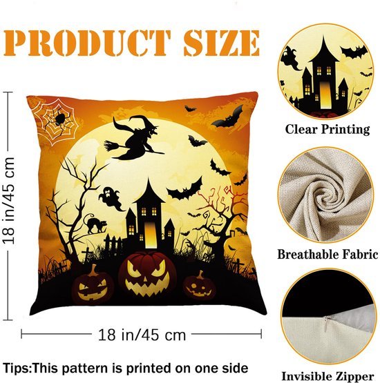 550x555-148.jpg Unyqoos® Set van 4 Halloween Kussenslopen met Unieke Motieven voor Binnen en Buiten