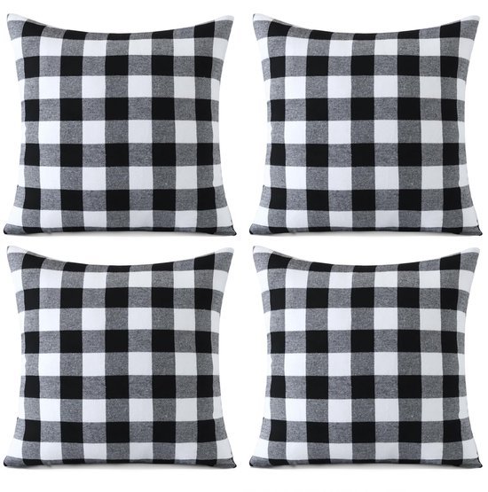 550x555-150.jpg Unyqoos® Stijlvolle set van 4 geruite kussenslopen voor diverse interieurstijlen