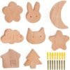 Unyqoos® Kinderkapstok Haken – Set van 8 – Cartoon Design – Zelfklevend & Spijkerbaar – Massief Hout – Wandhaken voor Kleding, Accessoires & Decor – Kindvriendelijk & Decoratief