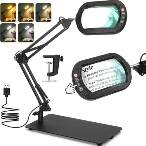 Unyqoos® Rechthoekige LED Vergrootglaslamp met 10x Verlichting en Flexibele Klem