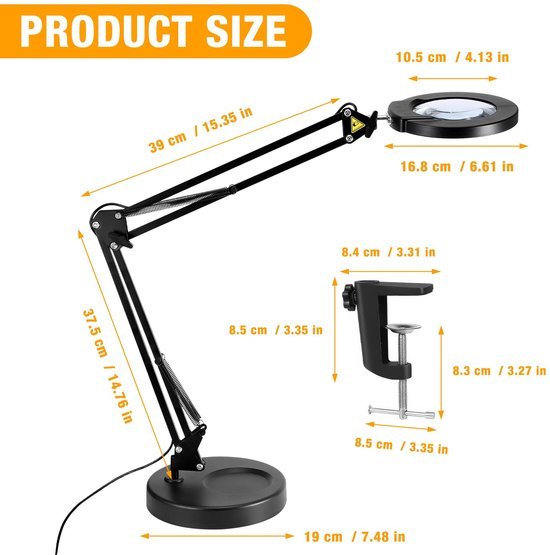 550x555-52.jpg Unyqoos® Verstelbare LED Vergrootglaslamp met Klem voor Hobby's en Handwerken