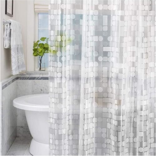 550x555-55.jpg Unyqoos® Transparante douchegordijn met geometrisch ontwerp en magneten 240x180cm