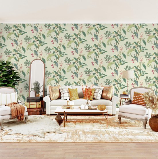 550x555-65.jpg Unyqoos® Waterdicht zelfklevend vintage behang met vogel- en bloemenpatroon