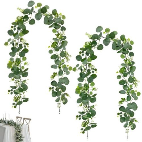 Unyqoos® Decoratieve kunstslingers van eucalyptus en wilgenbladeren voor binnen en buiten